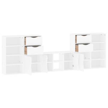 5 Piece ODDA White Solid Wood Pine TV Units with Storage