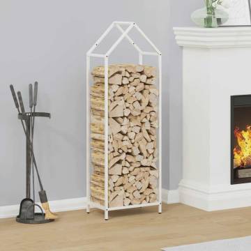 Firewood Rack White 40x25x120 cm - Sturdy Steel Storage