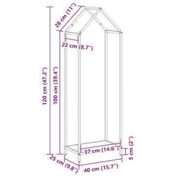 Firewood Rack White 40x25x120 cm - Sturdy Steel Storage