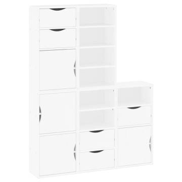 ODDA White Side Cabinets - 5 pcs Solid Pine Storage Solution