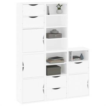 ODDA White Side Cabinets - 5 pcs Solid Pine Storage Solution