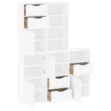 ODDA White Side Cabinets - 5 pcs Solid Pine Storage Solution