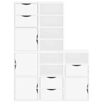 ODDA White Side Cabinets - 5 pcs Solid Pine Storage Solution