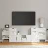 5 Piece TV Units with Storage ODDA White Solid Wood Pine