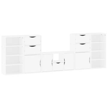 5 Piece TV Units with Storage ODDA White Solid Wood Pine