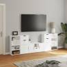 5 Piece TV Units with Storage ODDA White Solid Wood Pine