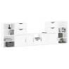 5 Piece TV Units with Storage ODDA White Solid Wood Pine