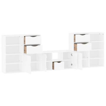 5 Piece TV Units with Storage ODDA White Solid Wood Pine