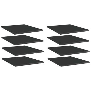 High Gloss Black Bookshelf Boards - 8 pcs | Hipomarket