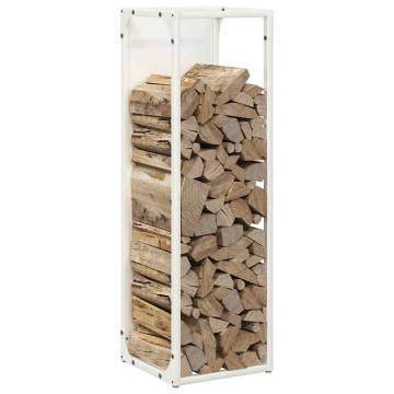 Firewood Rack White 25x25x80 cm - Sturdy Cold-Rolled Steel