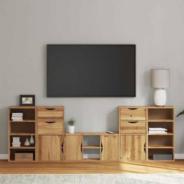 5 Piece ODDA Solid Wood Pine TV Units with Storage - HipoMarket