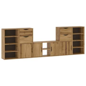 5 Piece ODDA Solid Wood Pine TV Units with Storage - HipoMarket