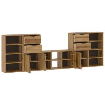 5 Piece ODDA Solid Wood Pine TV Units with Storage - HipoMarket