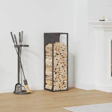 Firewood Rack Black 25x25x80 cm - Durable Cold-Rolled Steel