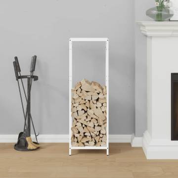 Firewood Rack White 34x25x100 cm - Sturdy Steel Storage