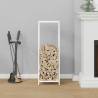 Firewood Rack White 34x25x100 cm - Sturdy Steel Storage