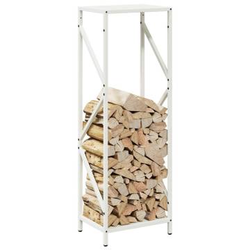 Firewood Rack White 34x25x100 cm - Sturdy Steel Storage