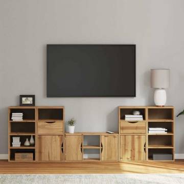 5 Piece TV Units with Storage ODDA - Solid Wood Pine Furniture