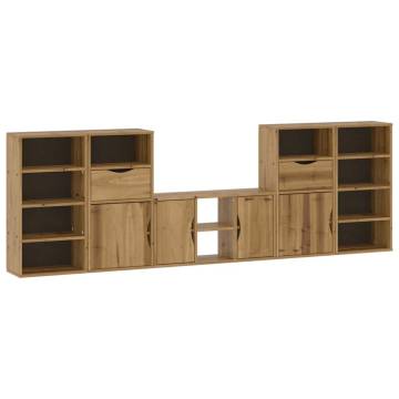 5 Piece TV Units with Storage ODDA - Solid Wood Pine Furniture