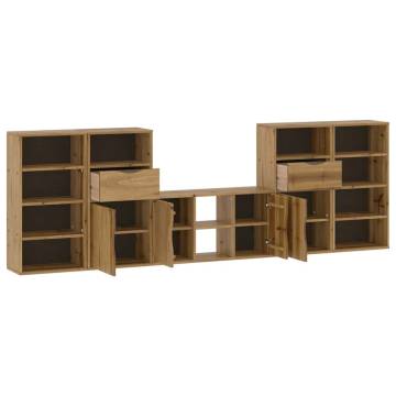 5 Piece TV Units with Storage ODDA - Solid Wood Pine Furniture