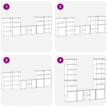 5 Piece TV Units with Storage ODDA - Solid Wood Pine Furniture