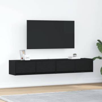 TV Cabinets 2 pcs Black Oak - Durable Engineered Wood