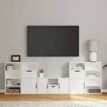 5 Piece TV Units with Storage ODDA - White Solid Wood Pine