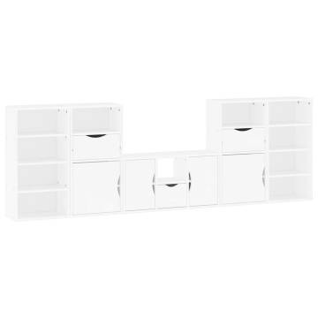 5 Piece TV Units with Storage ODDA - White Solid Wood Pine