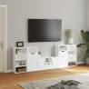 5 Piece TV Units with Storage ODDA - White Solid Wood Pine