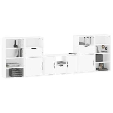 5 Piece TV Units with Storage ODDA - White Solid Wood Pine