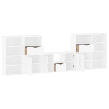 5 Piece TV Units with Storage ODDA - White Solid Wood Pine