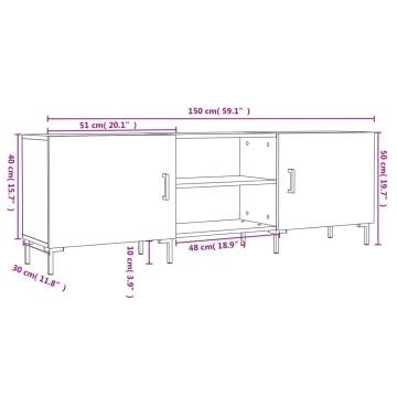 Stylish Smoked Oak TV Cabinet - 150x30x50 cm | Hipomarket UK