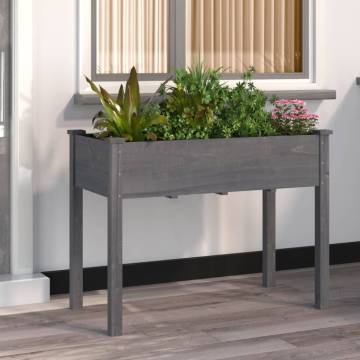 Planter with Liner Grey 118x59x76 cm - Solid Wood Fir