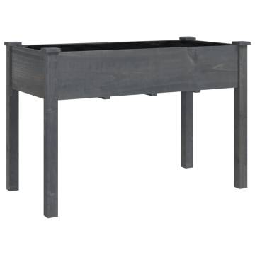 Planter with Liner Grey 118x59x76 cm - Solid Wood Fir