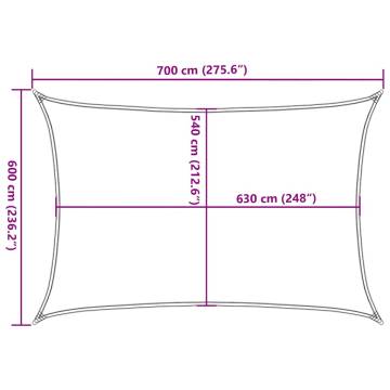 Rectangular Yellow Sunshade Sail 6x7 m HDPE - 160 gm²