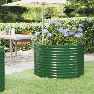 Garden Raised Bed Powder-coated Steel 100x100x68 cm Green