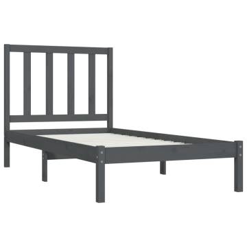 Grey Solid Wood Pine Bed Frame 90x190 cm - Stylish & Sturdy