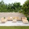 11 Piece Solid Wood Pine Garden Sofa Set | Hipomarket