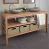 Bathroom Vanity Cabinet with 4 Baskets - Solid Teak 132x45x75 cm