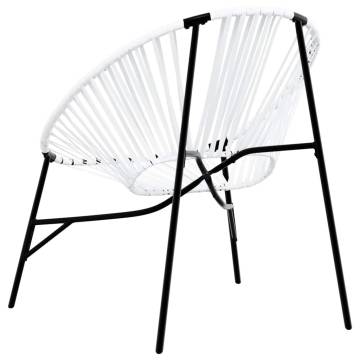 Garden Chair Set 3 pcs Black and White Poly Rattan