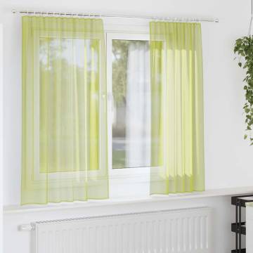 Voile Curtains with Tab Top 2 pcs Apple Green | Hipo Market