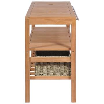 Bathroom Vanity Cabinet with 4 Baskets - Solid Teak 132x45x75 cm