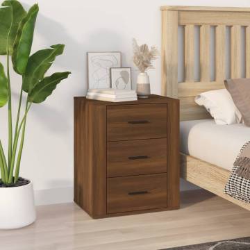 Brown Oak Bedside Cabinet - Stylish Storage Solution | HipoMarket