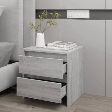 Elegant Grey Sonoma Bedside Cabinet - 45x34.5x44.5 cm