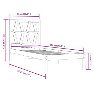 Grey Solid Wood Single Bed Frame - No Mattress Included