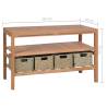 Bathroom Vanity Cabinet with 4 Baskets - Solid Teak 132x45x75 cm