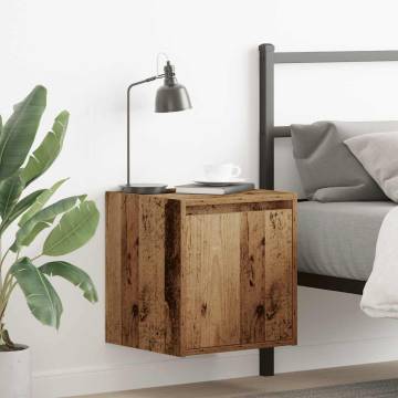 Wall-Mounted Bedside Cabinets - Old Wood Set of 2