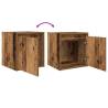 Wall-Mounted Bedside Cabinets - Old Wood Set of 2