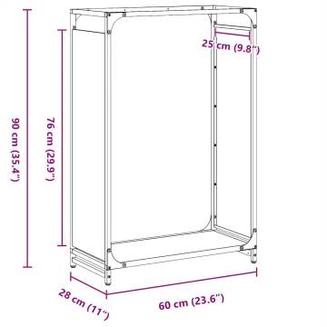 Firewood Rack Black 60x28x90 cm - Sturdy Cold-rolled Steel