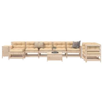 10 Piece Solid Wood Pine Garden Sofa Set | Hipomarket